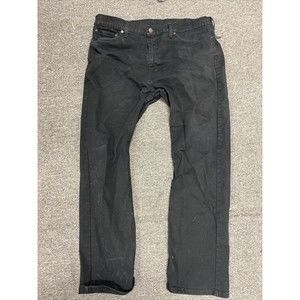 Levis Jeans Mens 38x30 Black Denim 513 Slim Fit Straight Stretch Flex Pants Dark